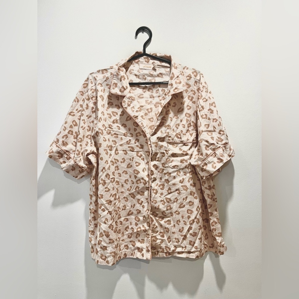 Lattelove Pink Cotton Leopard Cheetah Animal Print Short Sleeve Pajama Set XL - Picture 7 of 10